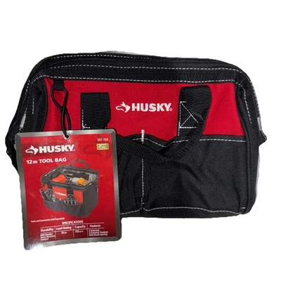 NEW Husky 12" Tool Bag 600D Wide Opening 2 Internal & 2 External Pockets 257 759 - Image 1 of 4