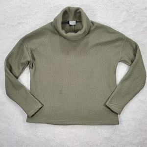 Columbia Hideaway Waffle Cowl Neck Pullover Womens Sz Large Green Cozy - Picture 1 of 10