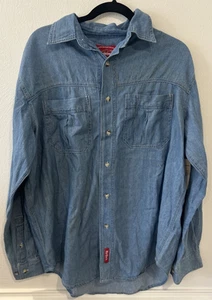 Camicia vintage Marlboro denim uomo blu medio jeans manica lunga con bottoni - Foto 1 di 4
