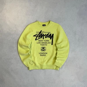 STUSSY WORLD TOUR CREW KEYLIME CREWNECK SWEATSHIRT MENS ADULT SIZE SMALL - Picture 1 of 10