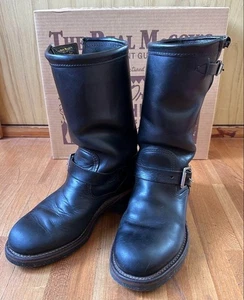 CHIPPEWA × The Real McCoy's Leather Biker Boots Black Size US6.5D w/box Japan - Picture 1 of 8