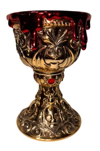 bath body works Golden Goblet Candleholder Red dripping Accents Skull Gothic - Picture 1 of 7