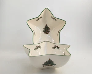 Juego de 2 cuencos Spode árbol de Navidad 7" en forma de estrella - Imagen 1 de 9