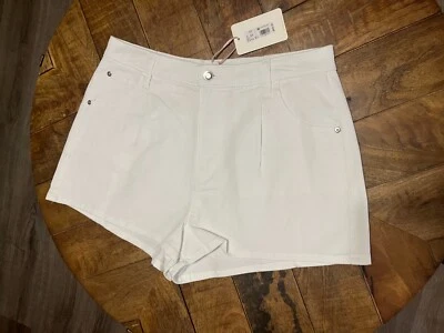 Pantalones cortos de mezclilla plisados de tiro medio GB Juniors, blancos talla 13 (B16) Foto 1 de 4