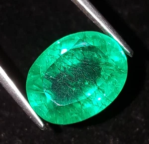 Smeraldo Verde Colombiano Naturale Certificato 10,57 Ct Gemma Sciolta Taglio Ovale Gemma - Foto 1 di 9