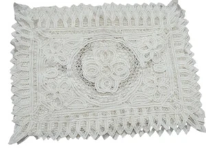 Antique Lace Placemats Battenburg Doily 14x20 Handmade Ecru Victorian Set 6 Vtg - Picture 1 of 10
