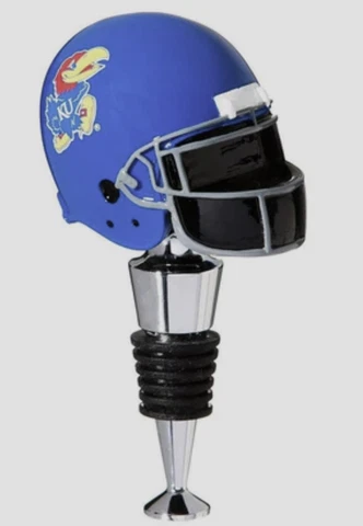 NCAA Kansas Jayhawks Football Helmet Wine Bottle Stopper By Evergreen w/gift Box Cover