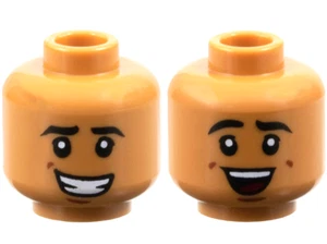 LEGO® Part 3626pb3420 - Minifigure, Head Dual Sided Black Eyebrows, - Picture 1 of 1