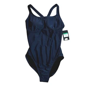 Traje de baño Nike para mujer azul marino de una pieza L espalda deportiva ajuste deportivo precio de venta sugerido por el fabricante 88 USD nuevo con etiquetas - Imagen 1 de 5