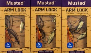 (LOT OF 3) MUSTAD ARM LOCK SPINNERBAIT 1/4OZ ALSBDW-ORGD-7-1 ORNG GOLD AW1244 - Picture 1 of 3