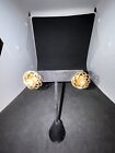 vintage Atom  swirl earrings gold tone wire with pearl centers screw back 3166jb