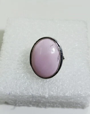 Anillo de joyería hecho a mano con piedras preciosas de ópalo rosa forma ovalada tamaño 7,8 pulgadas Foto 1 de 4