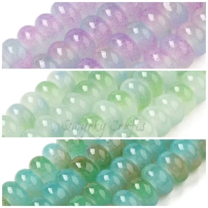 Glass Beads Rondelles Smooth Flat Round Disc 8mm x 4.5mm  100 Beads - Picture 1 of 31