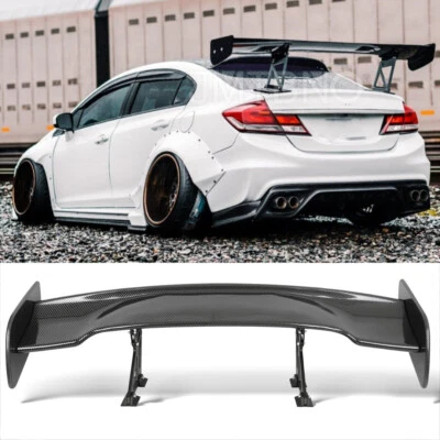 For Honda Civic SI DEL SOL 57" Rear Trunk Spoiler Racing GT Wing Carbon Fiber - Image 1 of 4