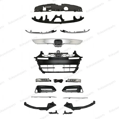 16PC For Accord 2018-2020 Chrome Grille Molding Fog light Bezel Headlamp Bracket - Image 1 of 4