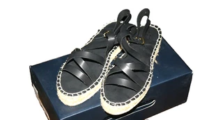 Jacobies Beverly Hills NEW Women's Sandals Shoes Dante3 Black Espadrille 6.5 NEW - Picture 1 of 4