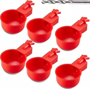 6 Pack Chicken Water Cups Auto Poultry Drinking Bowls for Coop Use - Picture 1 of 11