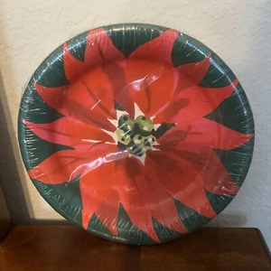 Celebrate It Christmas Party Paper Dessert Plates New 12 Pc 7" Poinsettia NEW - Picture 1 of 6