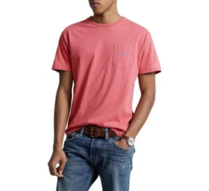 Polo Ralph Lauren Mens Jersey Logo Blue Pony Pocket T-Shirt in Red Size M, NWT - Picture 1 of 1