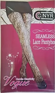 Black Seamless Lingerie Lace Fishnet Pattern Tights Pantyhose Panty Hose Footed - Picture 1 of 3