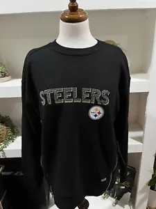 DKNY Women's Pittsburgh Steelers Size Zip Fleece Sweatshirt Black Size XL - New - Picture 1 of 7