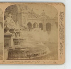 Fountain Chateau d'Eau Paris Exposition 1900 Underwood Stereoview - Picture 1 of 2