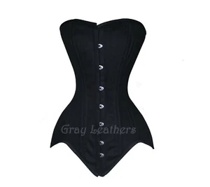Heavy Duty Double Steel Boned Waist Training Long Line Cotton Over Bust Corset - Picture 1 of 4