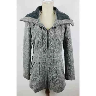 Kensie Womens Trench Coat Black Gray Belted Long Jacket Outerwear Size 8 - Image 1 of 4