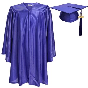 Unisex Shiny Kindergarten Graduation Gown Cap with Tassel 27 Purple - Picture 1 of 3