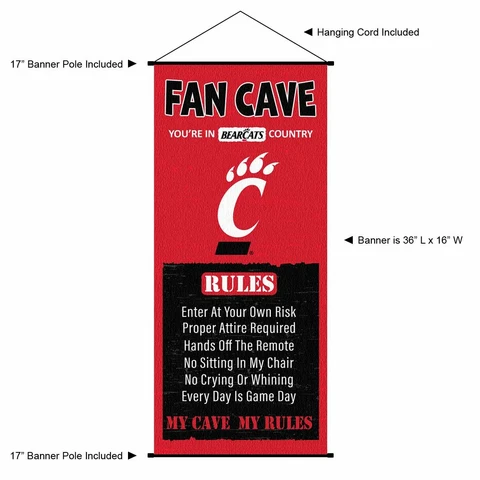 University of Cincinnati Bearcats Man Cave Fan Room Banner Poster Art Canvas Cover