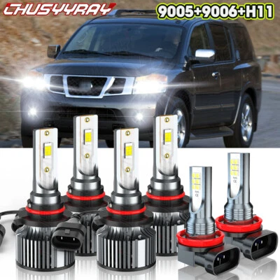 Combo faros LED de haz alto/bajo + kit de faros antiniebla para Nissan Armada 2011-2015 Foto 1 de 4