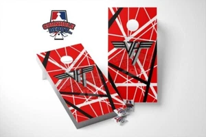 Rock Music Lines Cornhole Board Vinyl Wrap Skins Laminated Sticker Set Decal - Picture 1 of 5