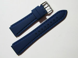 24mm Hadley-Roma MS3346 Blue Silicone Rubber Waterproof Dive Watch Band Strap - Picture 1 of 3