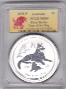 2018 P Australia Year of the Dog 1 oz .9999 Silver PCGS MS 69 First Strike - Picture 1 of 2