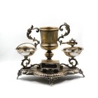 *Raucherset für Zigarren Jugendstil um 1880 versilbert und vergoldet Streichholz