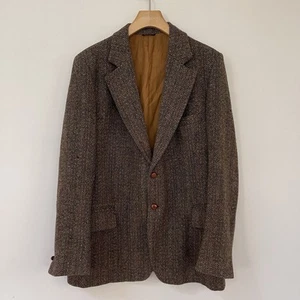 Vintage Harris Tweed Blazer Sackville Melbourne Hand Woven Wool Jacket 55cm 80s - Picture 1 of 13