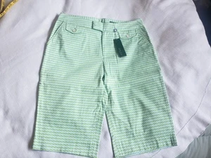 NWT Bobby Jones Green/Blue Print Ladies sz 6 Golf Stretch 23" Bermuda Shorts $98 - Picture 1 of 19