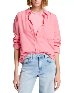 7 For All Mankind Women's Top Sz L Button Front Cotton - Picture 1 of 5