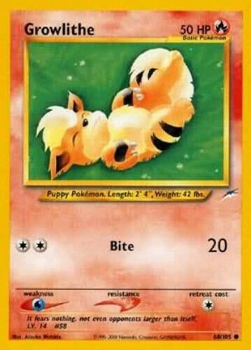 Growlithe 68/105 Neo Destiny Vintage 2002 Pokemon Card - Image 1 of 1