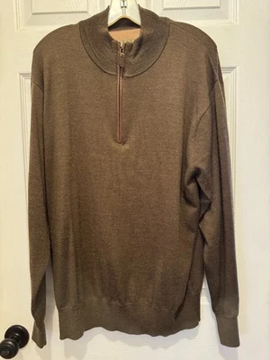 Orvis Quarter 1/4 Zip Sweater Mens Size XL Long Sleeve Green 100% Merino Wool - Image 1 of 4