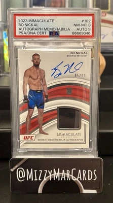 2023 Immaculate UFC #102 Bo Nickal RPA RC Rookie Patch /99 PSA 8 PSA/DNA AUTO 9 - Image 1 of 2