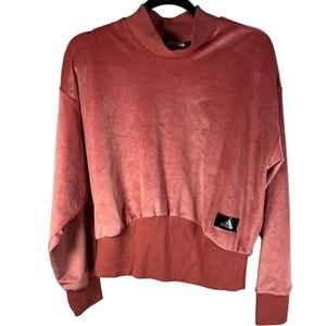Adidas Para Mujer Talla S Sudadera Maravilla Rojo Terciopelo Cuello Simulado Top Recortado Nueva - Imagen 1 de 11