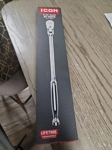 New ICON 3/8" Drive Professional 14" Flex Head 90 Tooth Ratchet Chrome R2LF - Bild 1 von 2