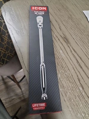 Nuevo ICON 3/8" Drive Professional 14" Cabezal Flexible 90 Dientes Trinquete Cromo R2LF Foto 1 de 2