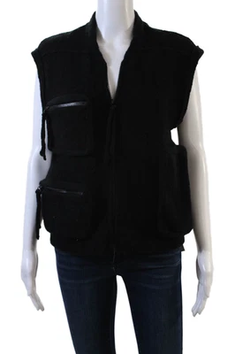 Grizas Womens Sleeveless Full Zipper Shell Sweater Black Wool Size Small - Image 1 of 4