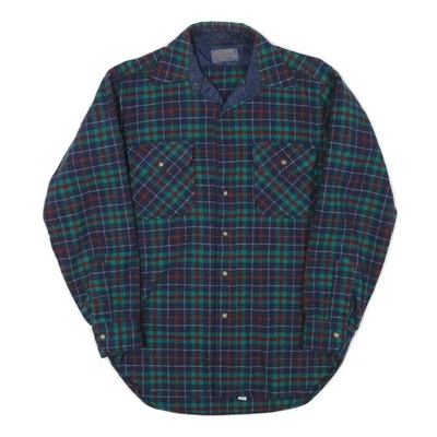 PENDLETON Mens Blue Green Plaid Wool Blend Shirt S Long Sleeve Button - Image 1 of 4
