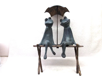 "FROG LOVERS" Garden Sculpture" Frogs on a Bench Statue - Image 1 of 4
