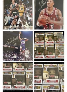 Larry Bird/Magic Johnson/Scottie Pippen/Karl Malone Signed Photos & Funko Set - Picture 1 of 14