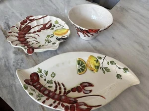 3 Piece handpainted seafood set - Picture 1 of 1