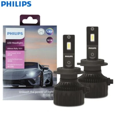 Philips Ultinon Rally 3551 H7 LED Car Headlights Bulb Kit 50W 4500LM 6500K White - Image 1 of 4